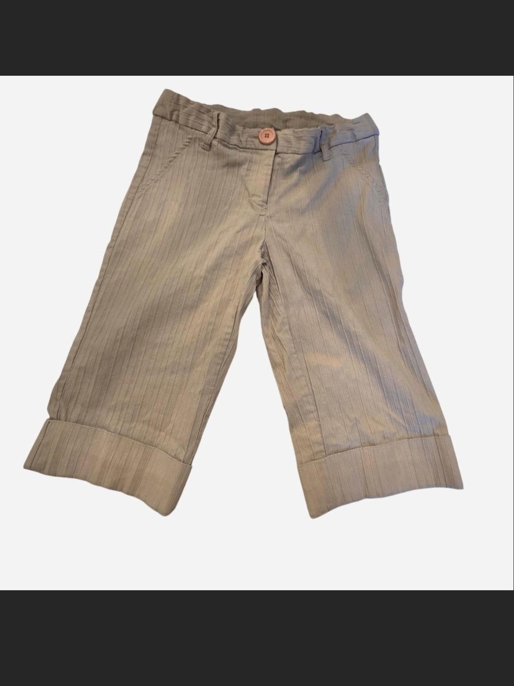 Xoxo Bermuda Pinstripe Shorts In Light Khaki Size 7/8